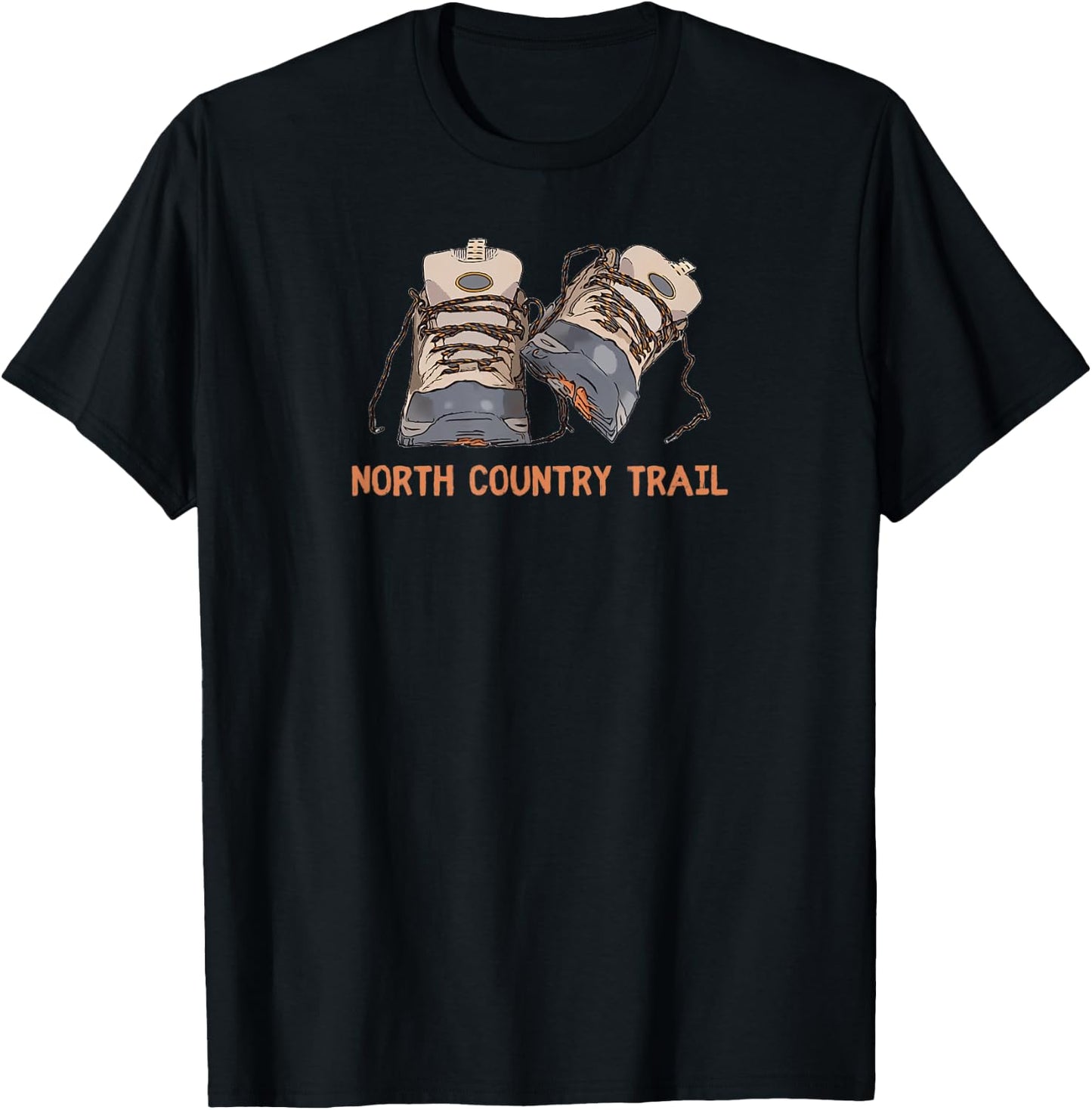 North Country Trail Hiking Boots Graphic T-Shirt - T-Shirt | Black
