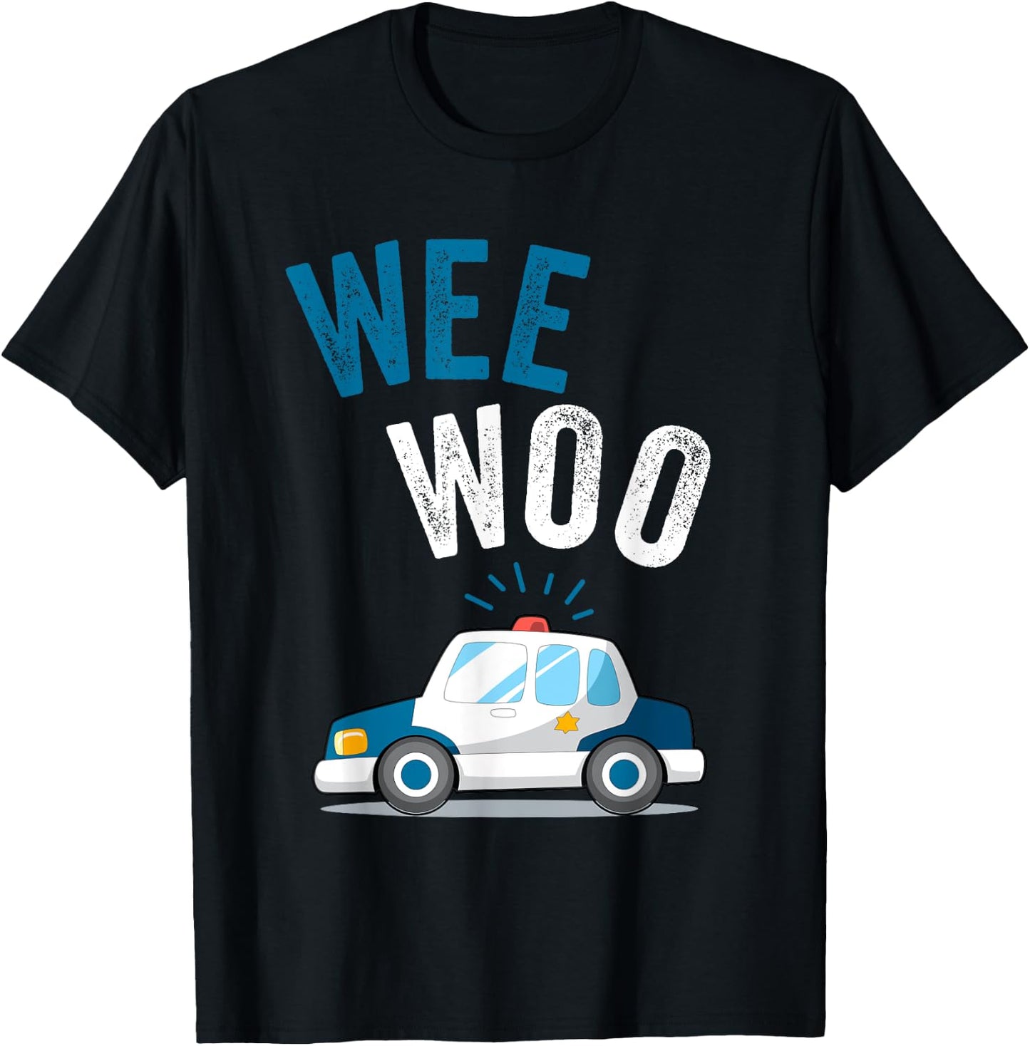 Wee Woo Police Car Funny Cute T-Shirt - T-Shirt | Black