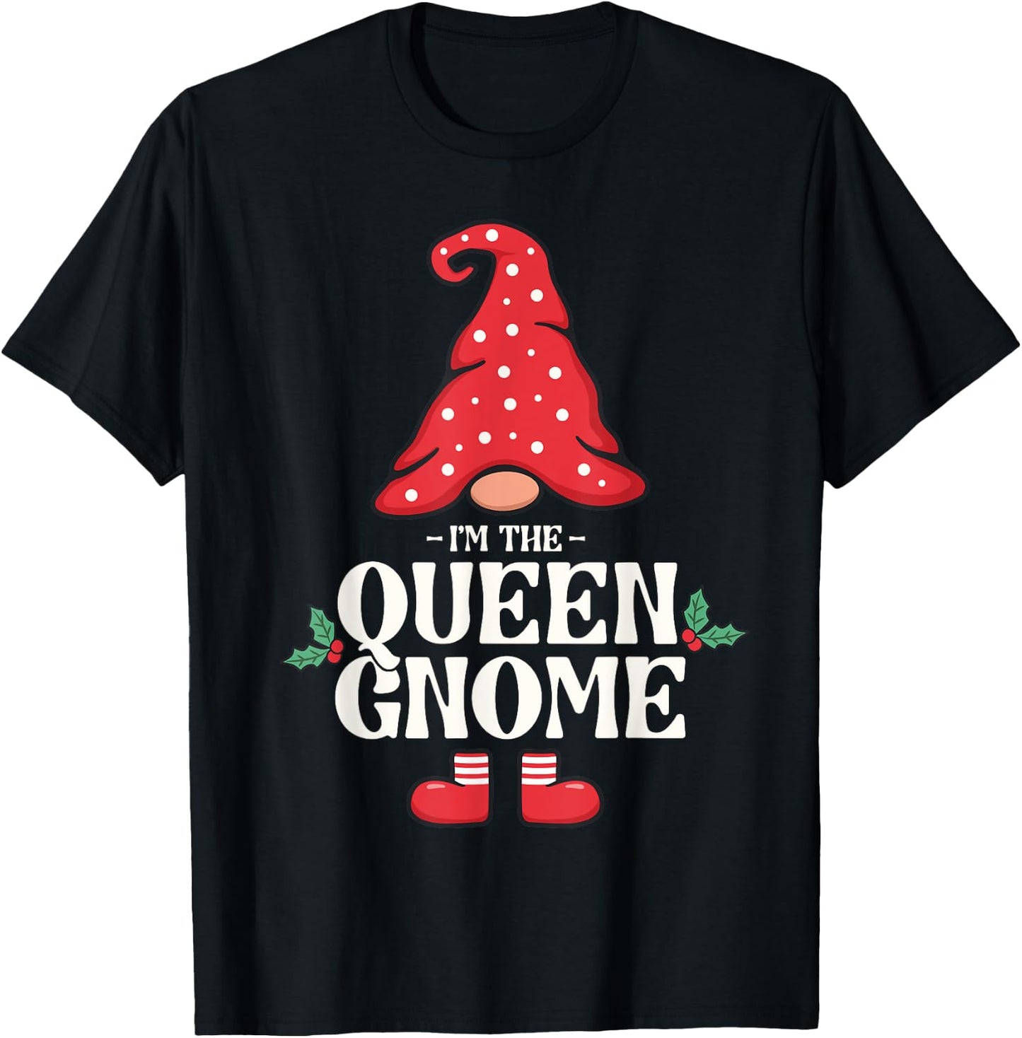The Queen Gnome Funny Family Matching Group Christmas T-Shirt - T-Shirt | Black
