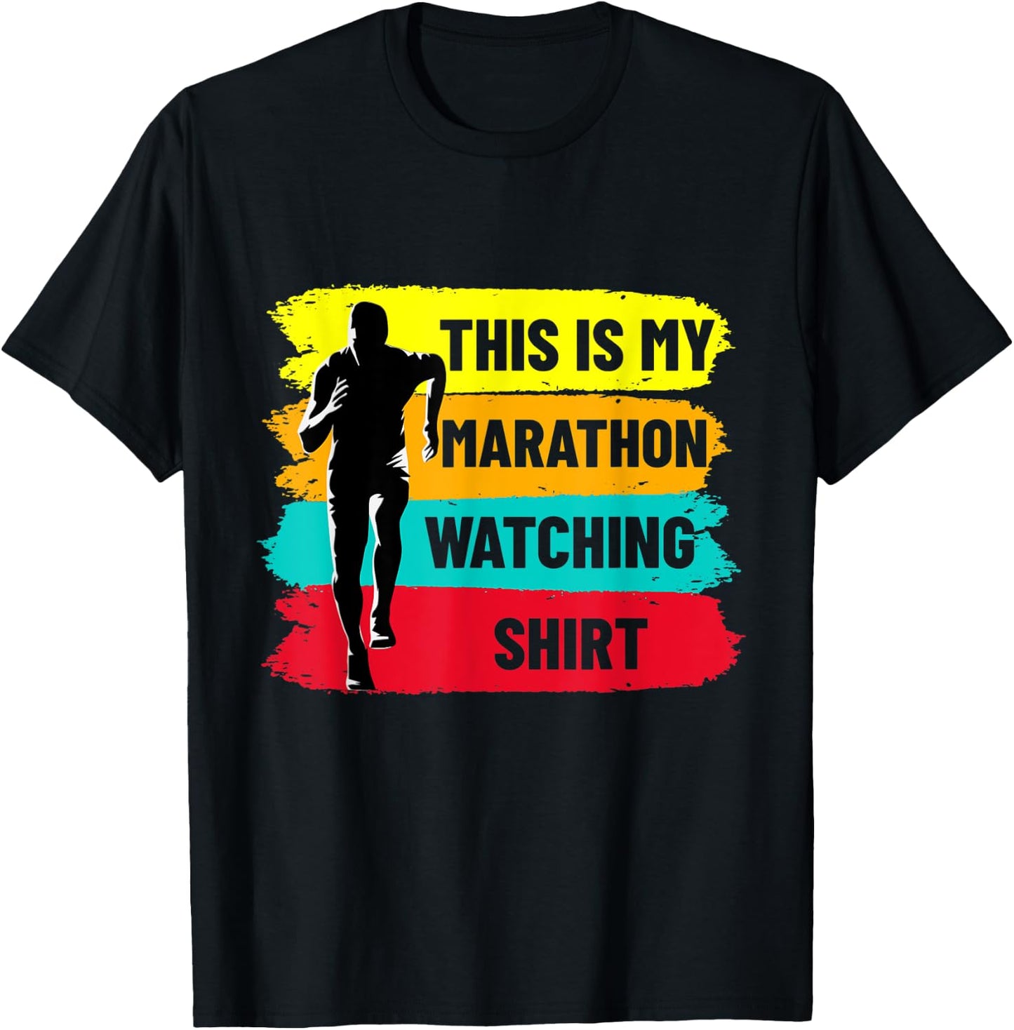 Retro Marathoner Runner Running This Is My Marathon Watching T-Shirt - T-Shirt | Black