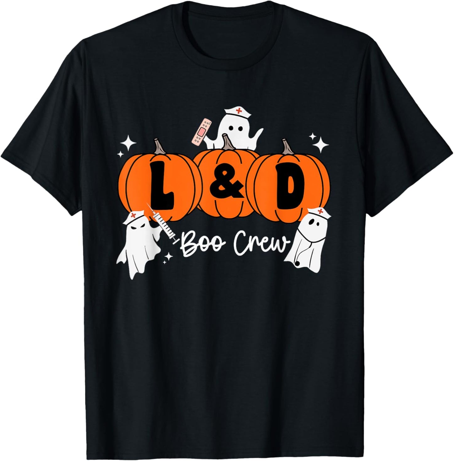 Labor and Delivery Halloween Pumpkin L&D Boo Crew Nurse T-Shirt - T-Shirt | Black