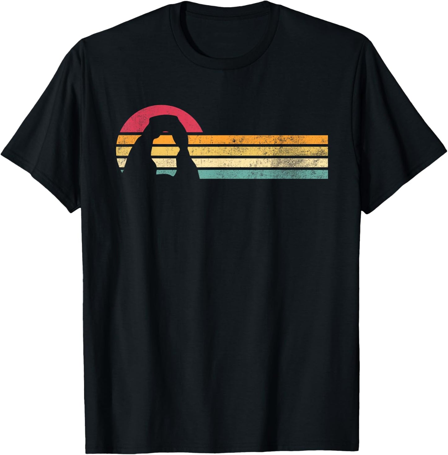 Retro Vintage Delicate Arch Silhouette Arches National Park T-Shirt - T-Shirt | Black