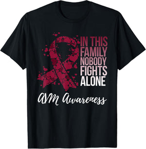 Family Support Arteriovenous Malformation AVM Awareness T-Shirt - T-Shirt | Black
