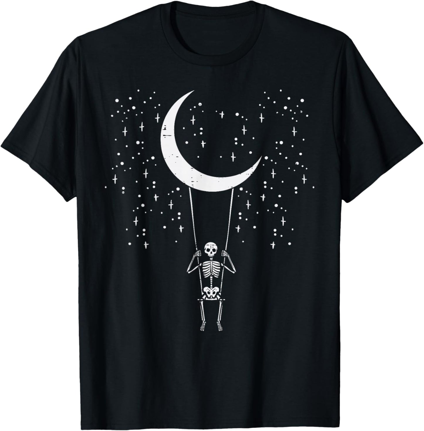 Halloween Skeleton Moon Swing Vintage Costume Men Women Kids T-Shirt - T-Shirt | Black