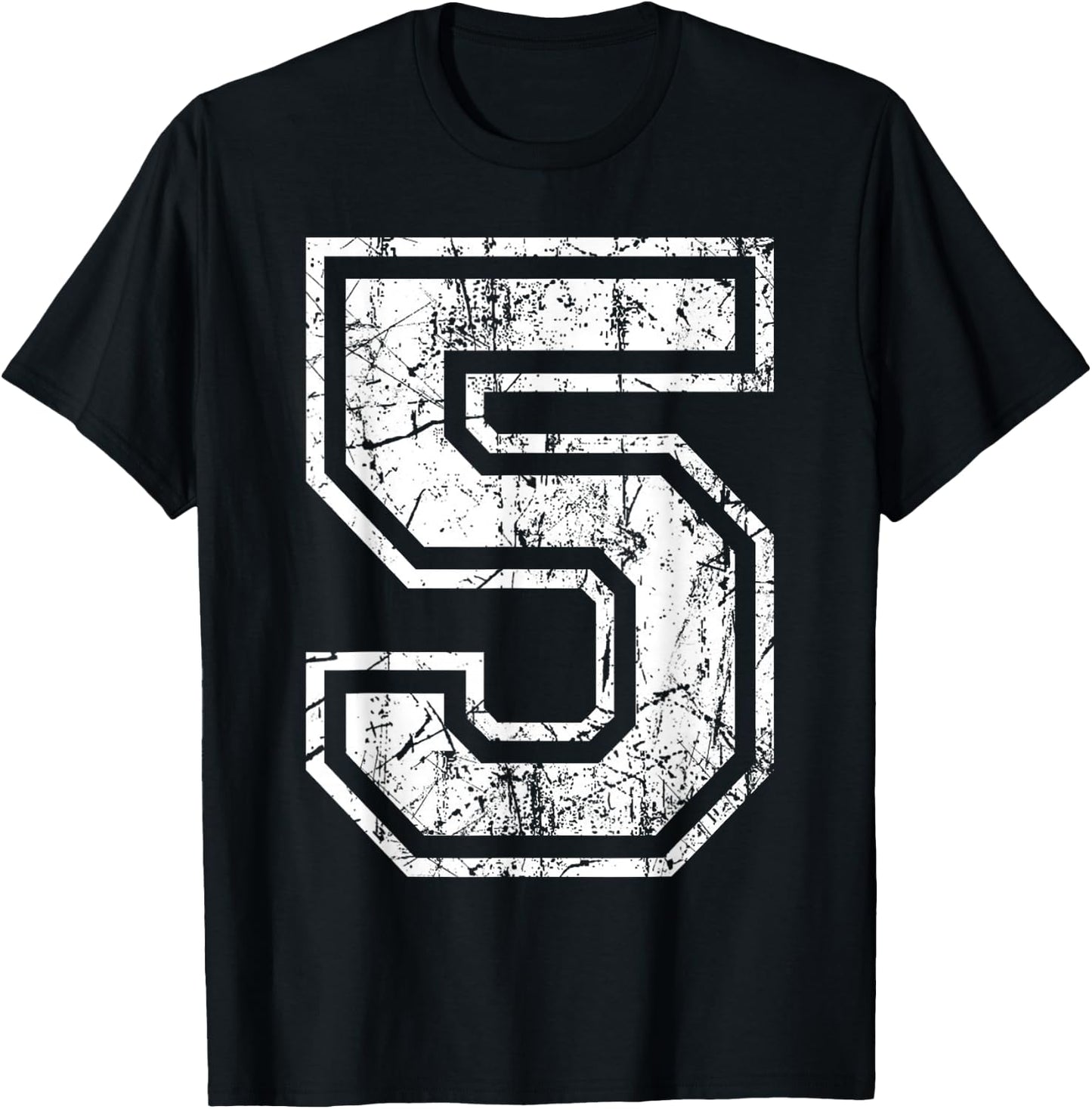 Sports Jersey Grunge Number 5 Fan Team Player Birthday Gift T-Shirt - T-Shirt | Black