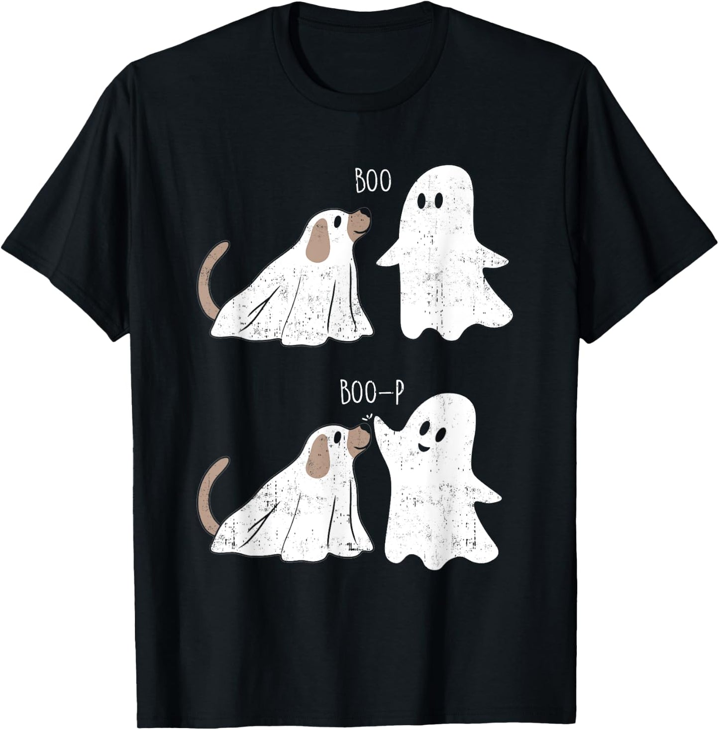 Retro Vintage Boo Boop Ghost And Dog Halloween Funny T-Shirt - T-Shirt | Black