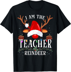 I Am The Teacher Reindeer Christmas Family T-Shirt - T-Shirt | Black