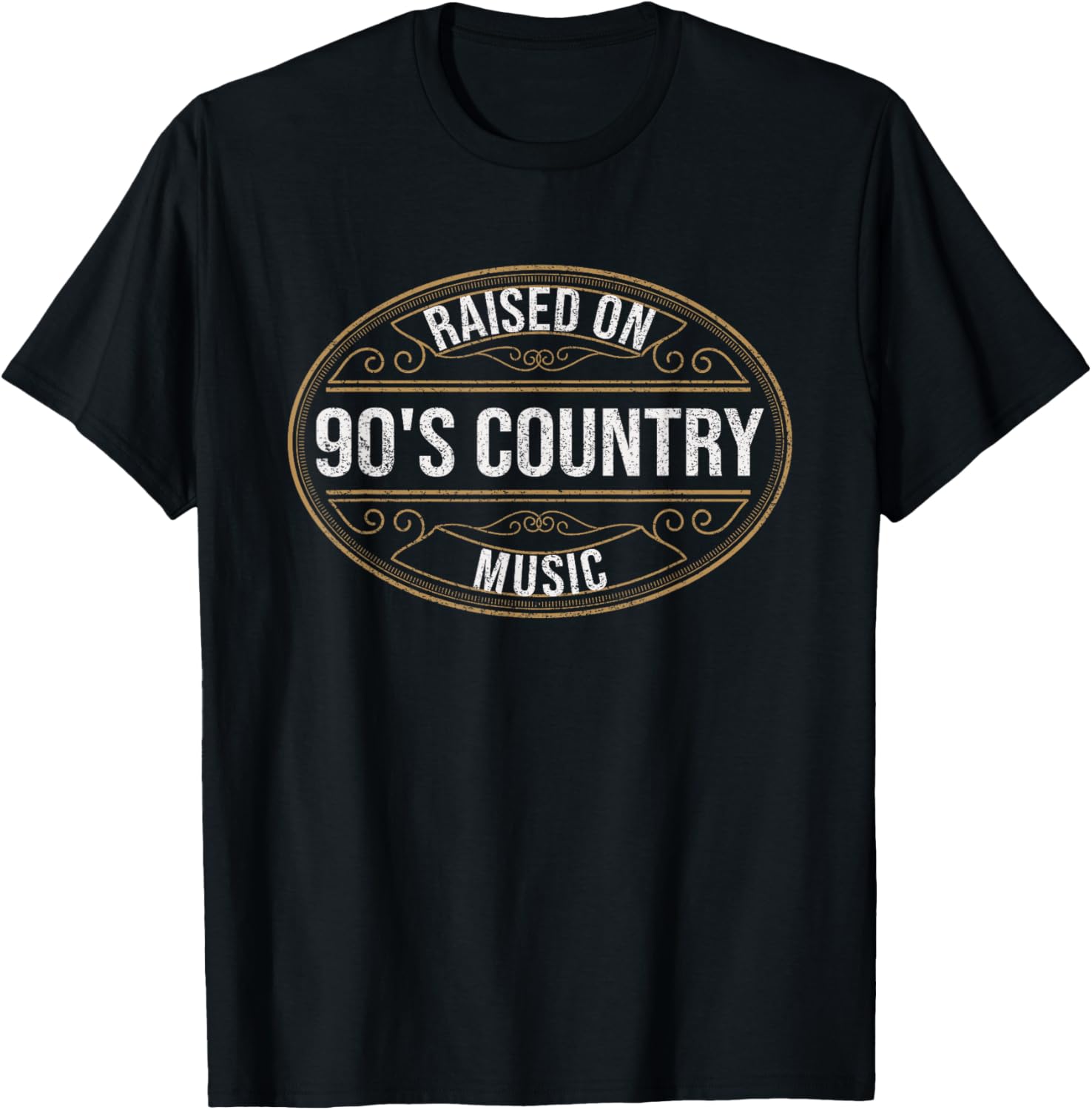 Raised On 90's Country Music Lover Western Retro Label T-Shirt - T-Shirt | Black