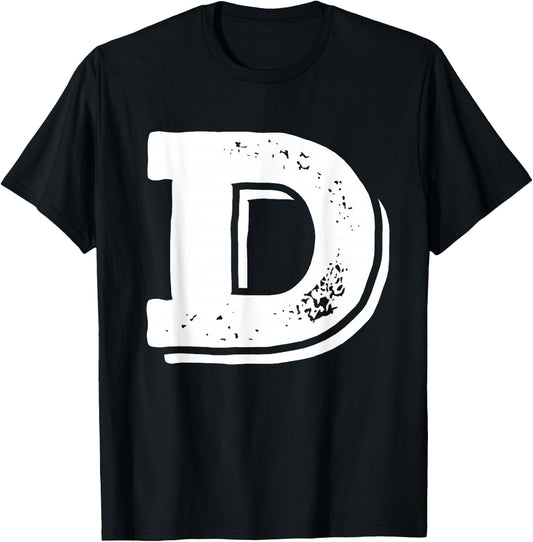 Athletic Sport School University Initial Team Name Letter D Capital Alphabet College Varsity Monogram Club - Black, -Kids, Small, Short Sleeve, Classic Fit T-Shirt - T-Shirt | Black