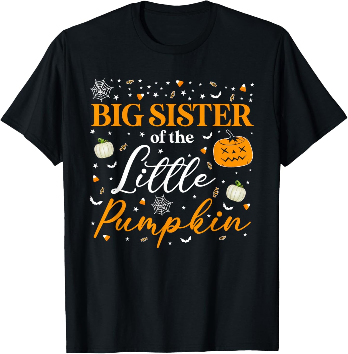 Big Sister Of The Little Pumpkin Family Matching Halloween T-Shirt - T-Shirt | Black