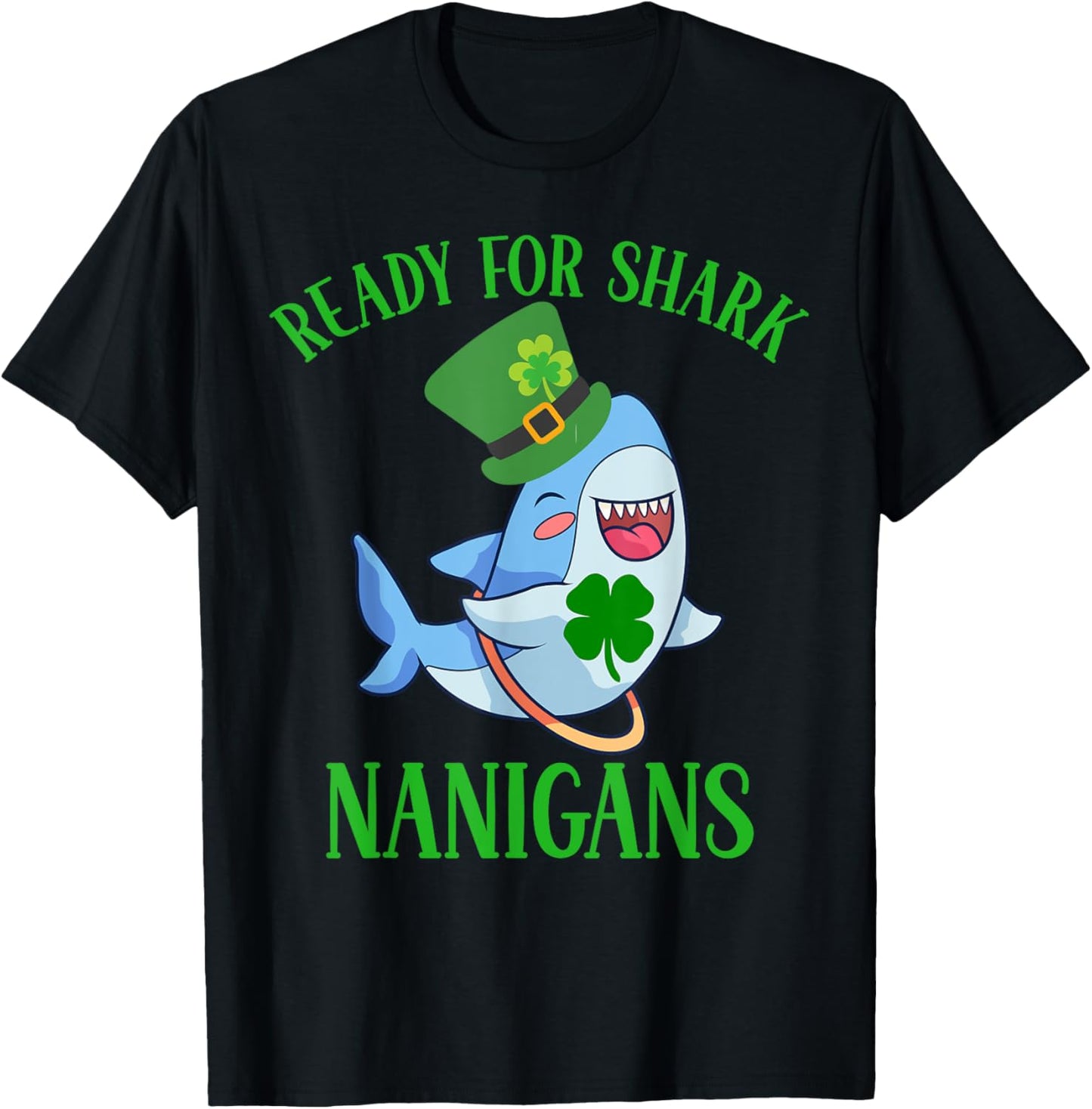 Boys St Patricks Day Shirts With Sharks Shenanigans Funny T-Shirt - T-Shirt | Black