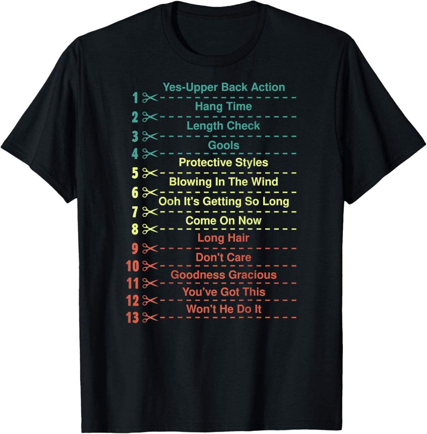 Track Your Long Natural Hair Length Check Backprint T-Shirt - T-Shirt | Black