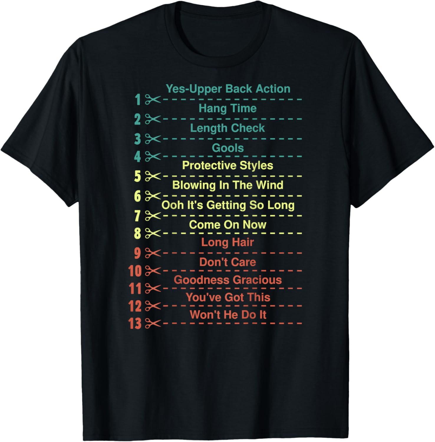 Track Your Long Natural Hair Length Check Backprint T-Shirt - T-Shirt | Black