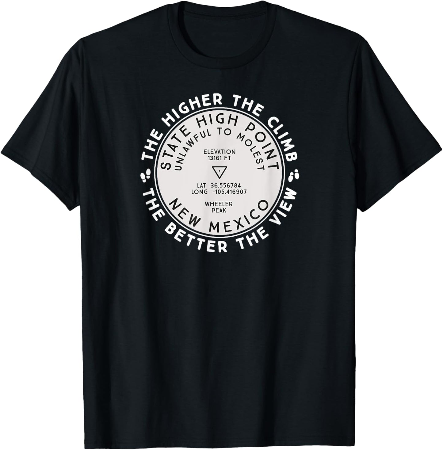 State High Point New Mexico Wheeler Peak Hiking Gift T-Shirt - T-Shirt | Black