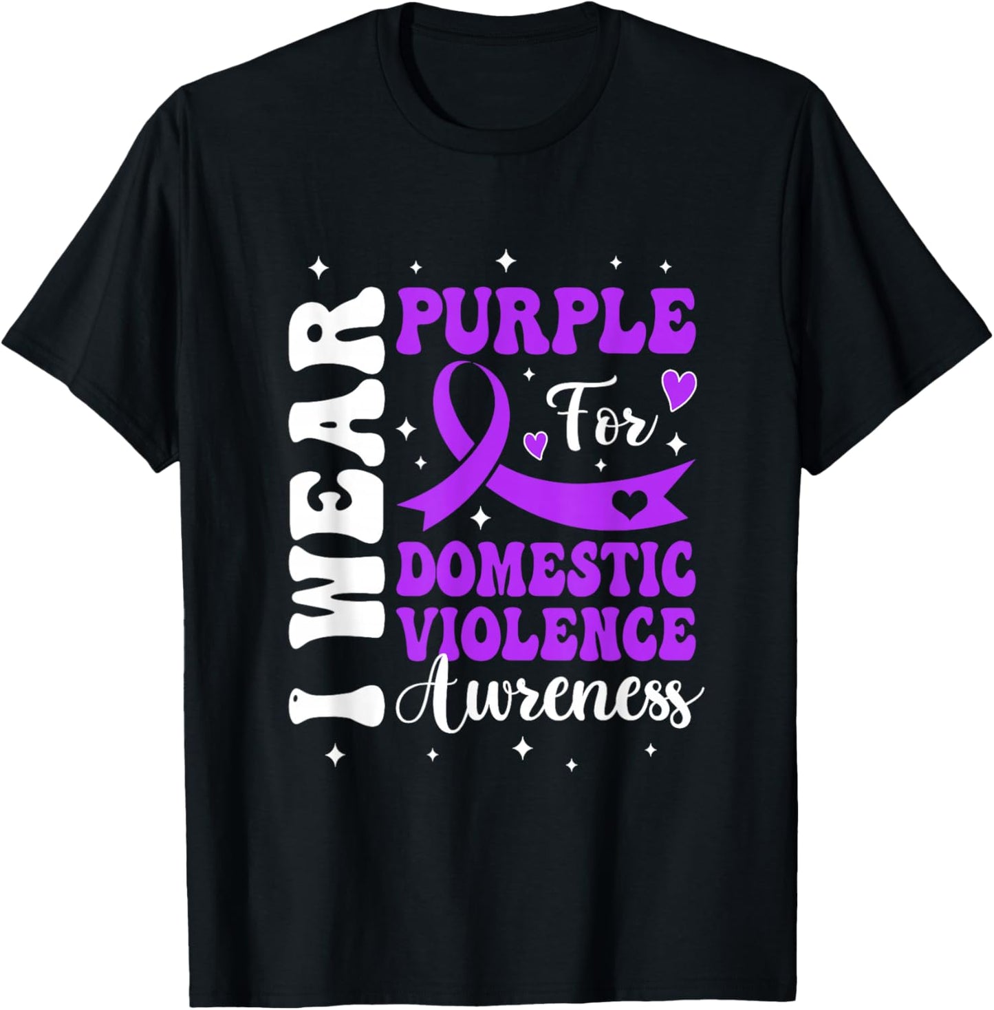 I Wear Purple Domestic Violence Awareness Men Women T-Shirt - T-Shirt | Black