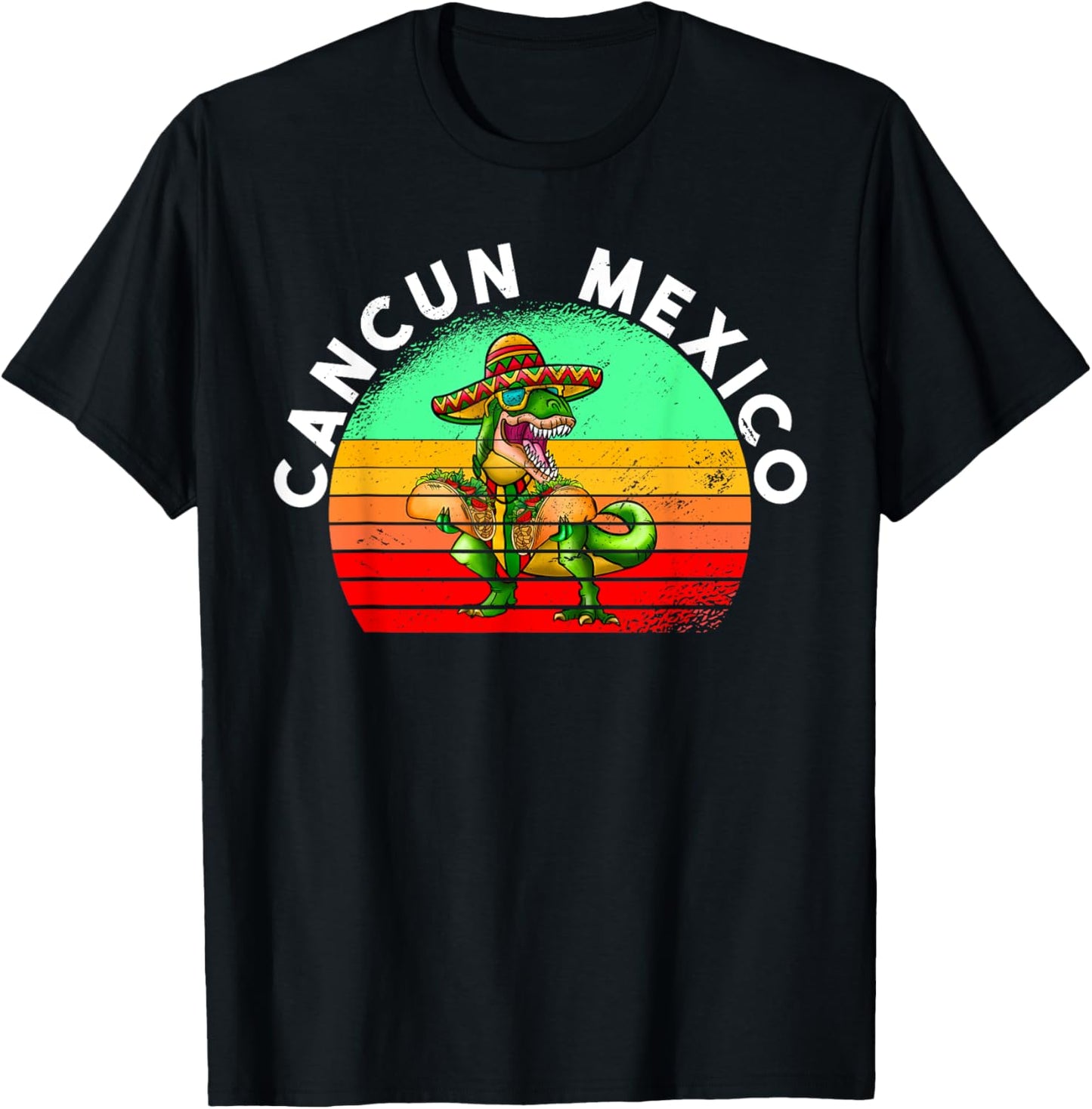Cancun Mexico Vintage T-Rex T-Shirt - T-Shirt | Black