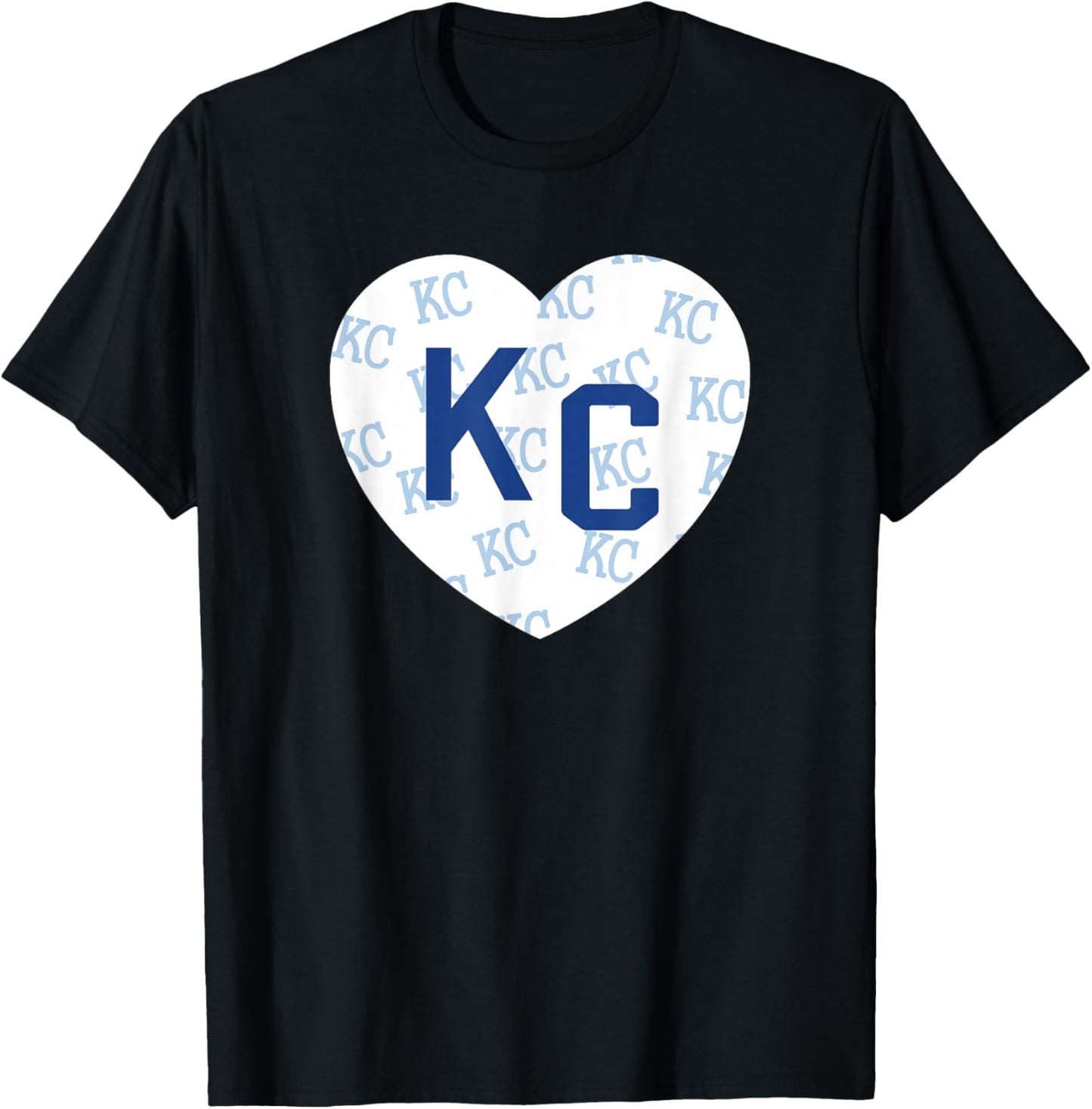 Blue Kc Heart Kansas City 2 Letter Kc Pattern Love KC Blue T-Shirt - T-Shirt | Black