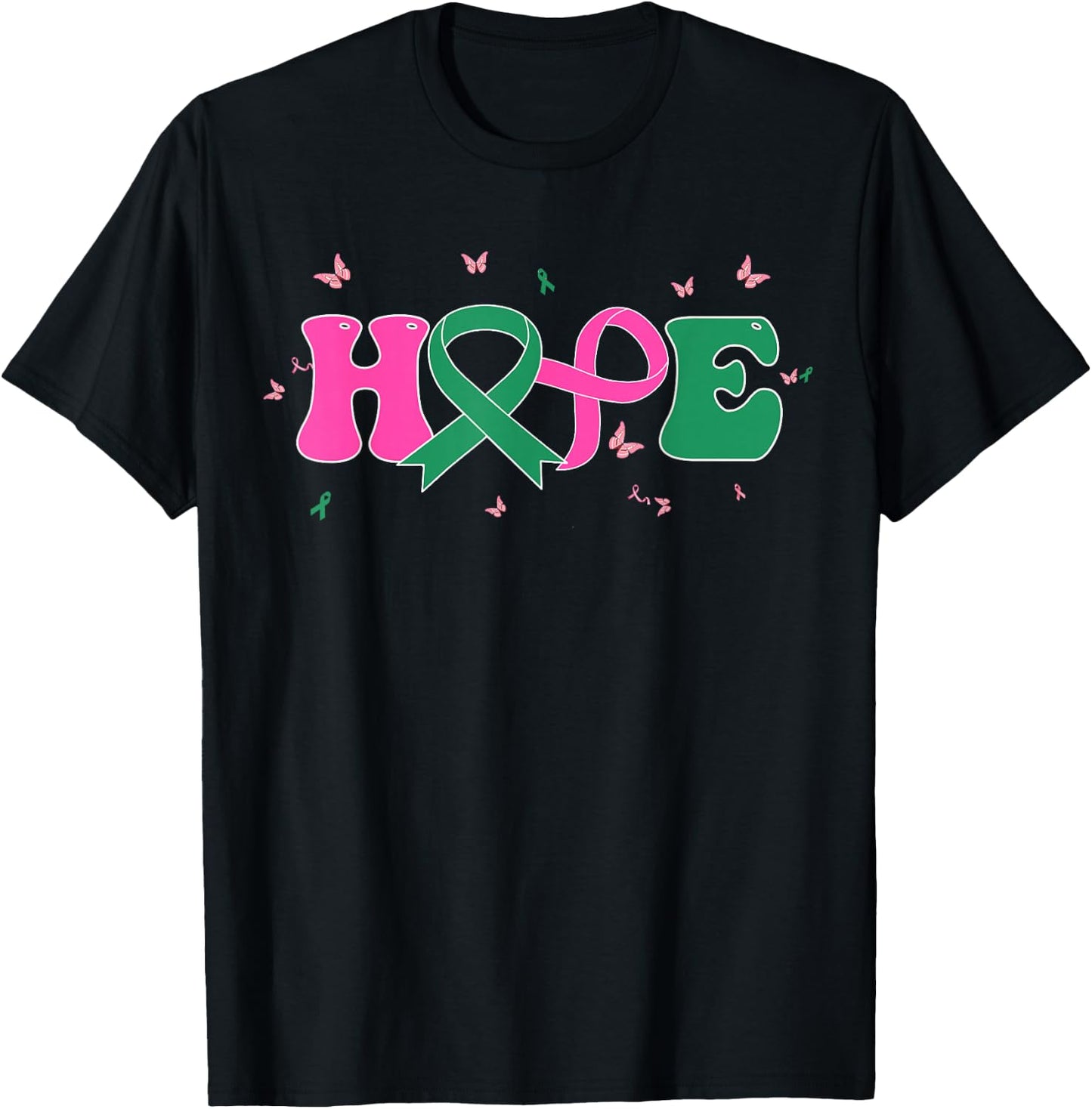 Hope Liver and Breast Cancer Awareness October Cancer Month T-Shirt - T-Shirt | Black