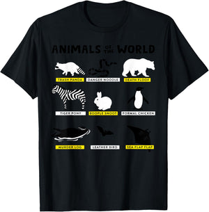 Animals Of The World Animals Funny Memes Gift T-Shirt - T-Shirt | Black