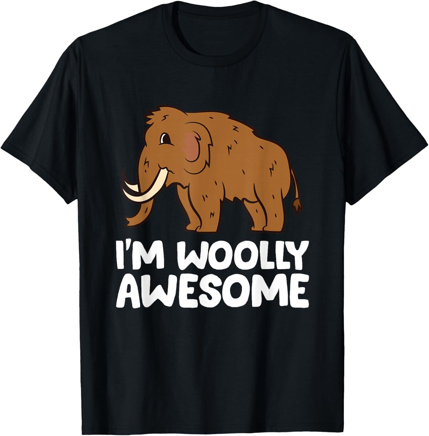 I'm Woolly Awesome Cute Boys Girls Kids Woolly Mammoth Small T-Shirt - T-Shirt | Black