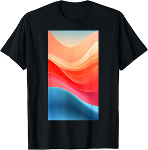 Retro Gradient Shapes Blue And Red Colorful T-Shirt - T-Shirt | Black