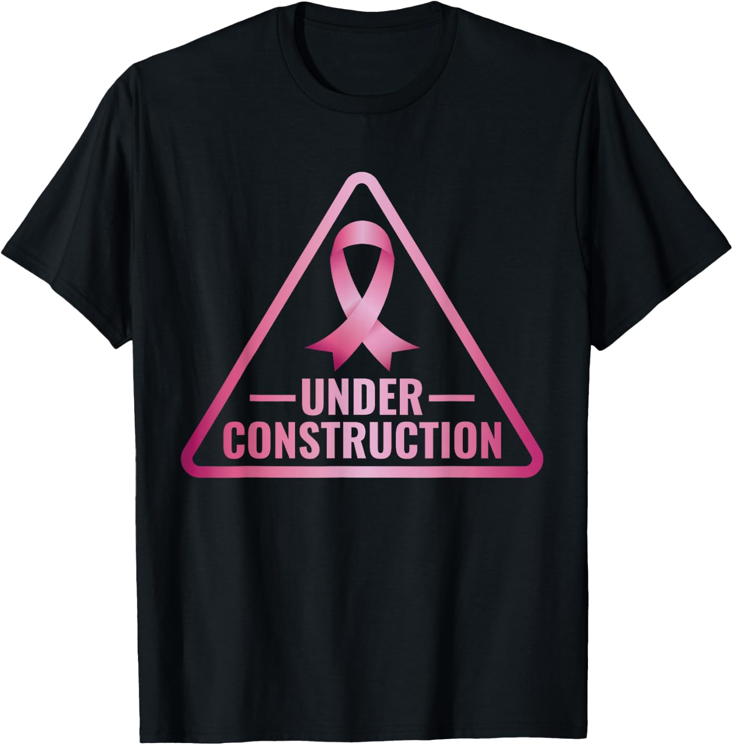 Under Construction Breast Cancer Awareness T-Shirt - T-Shirt | Black