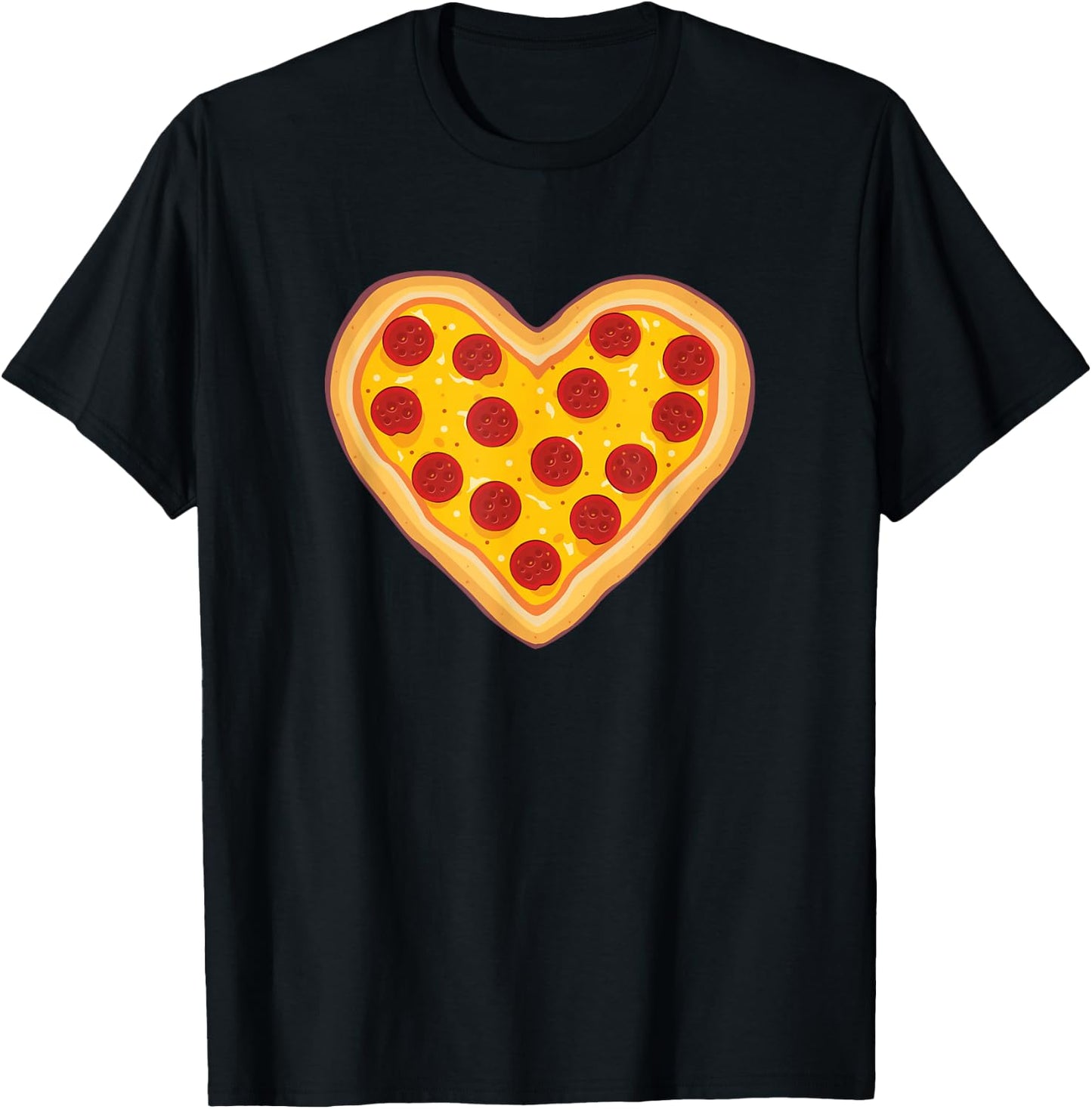 Pizza Love Heart Pepperoni Slice for Pizza Lovers T-Shirt - T-Shirt | Black