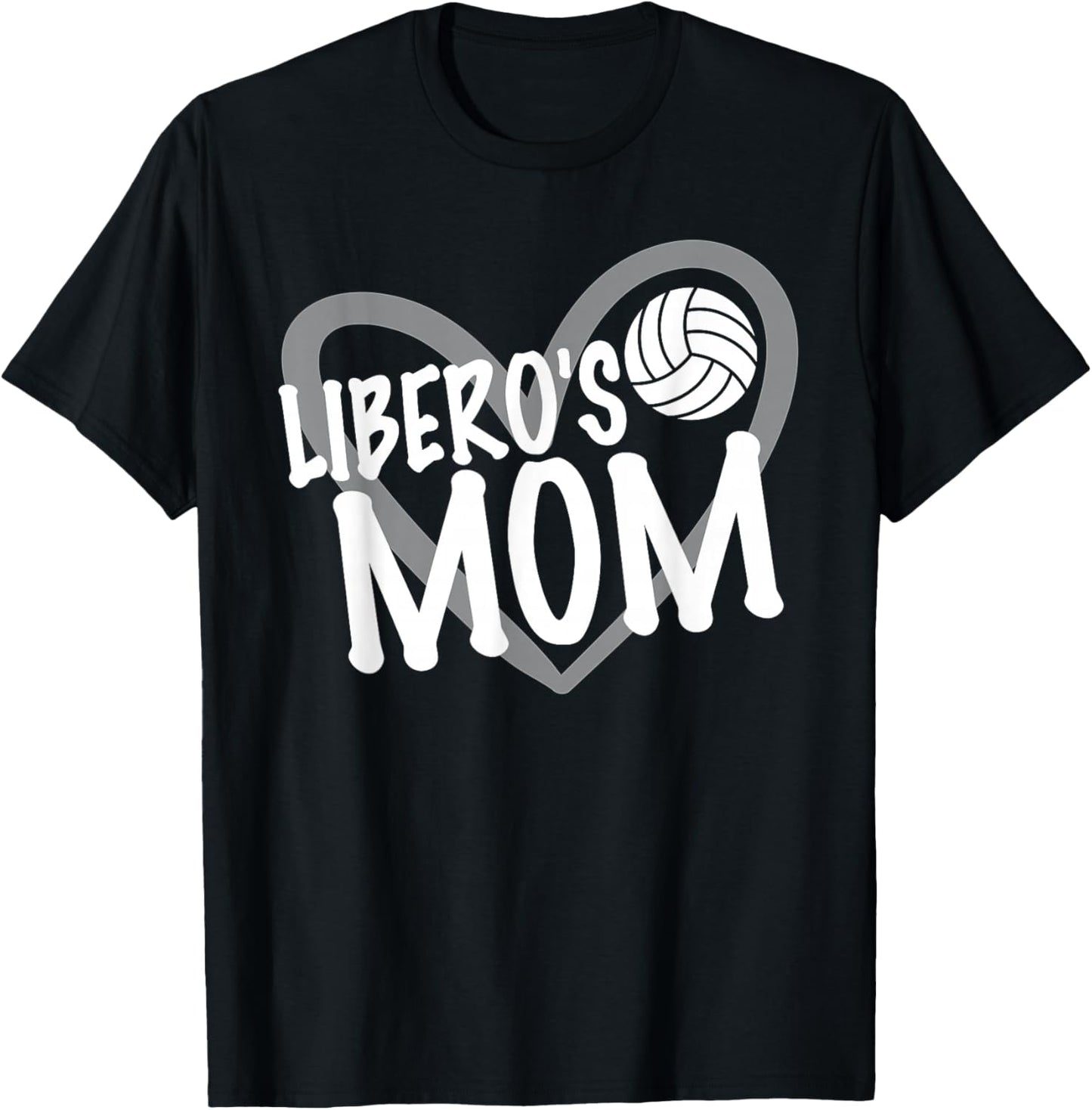Volleyball Mom Libero Heart T-Shirt - T-Shirt | Black