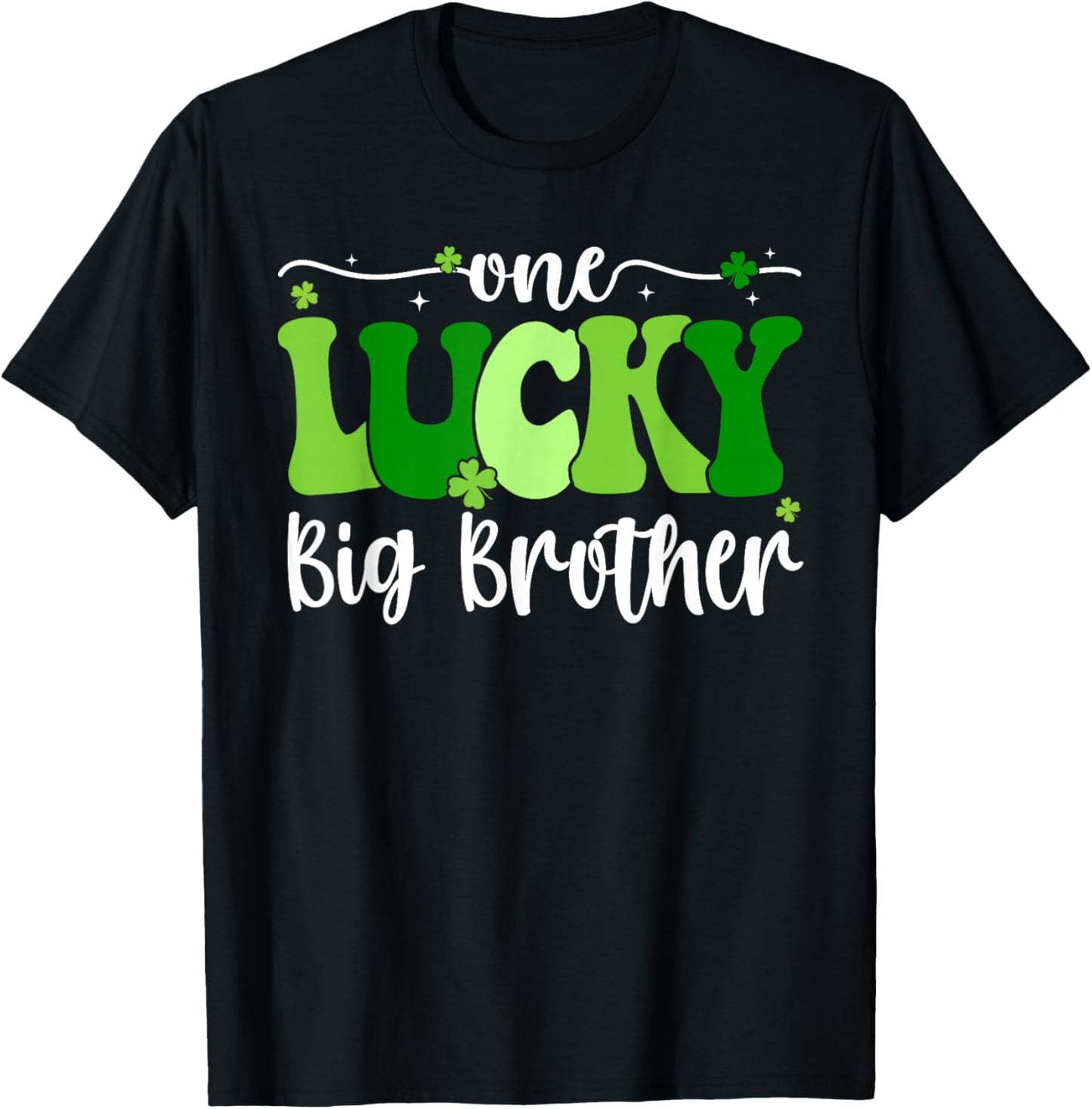 One Lucky Big Brother Groovy Big Brother St Patrick's Day T-Shirt - T-Shirt | Black