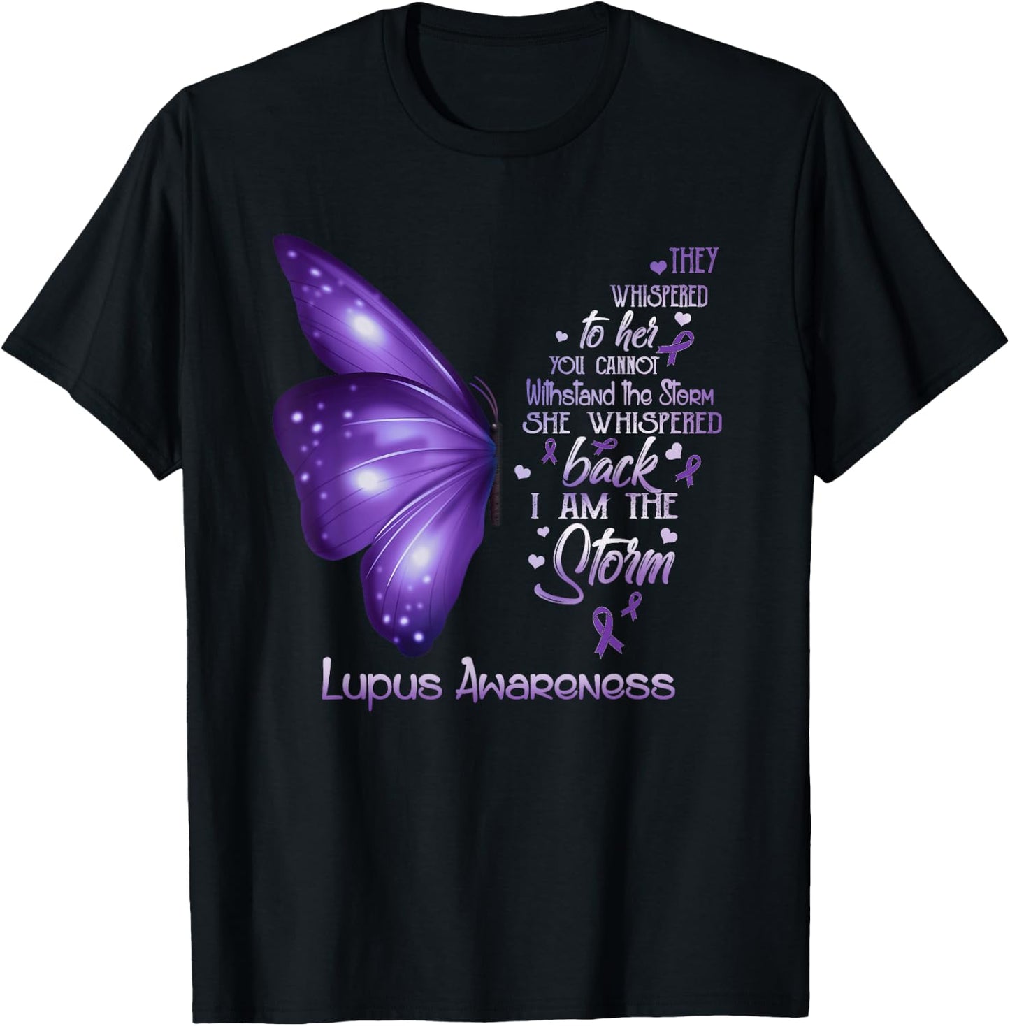 I am the storm Lupus Awareness Butterfly T-Shirt - T-Shirt | Black