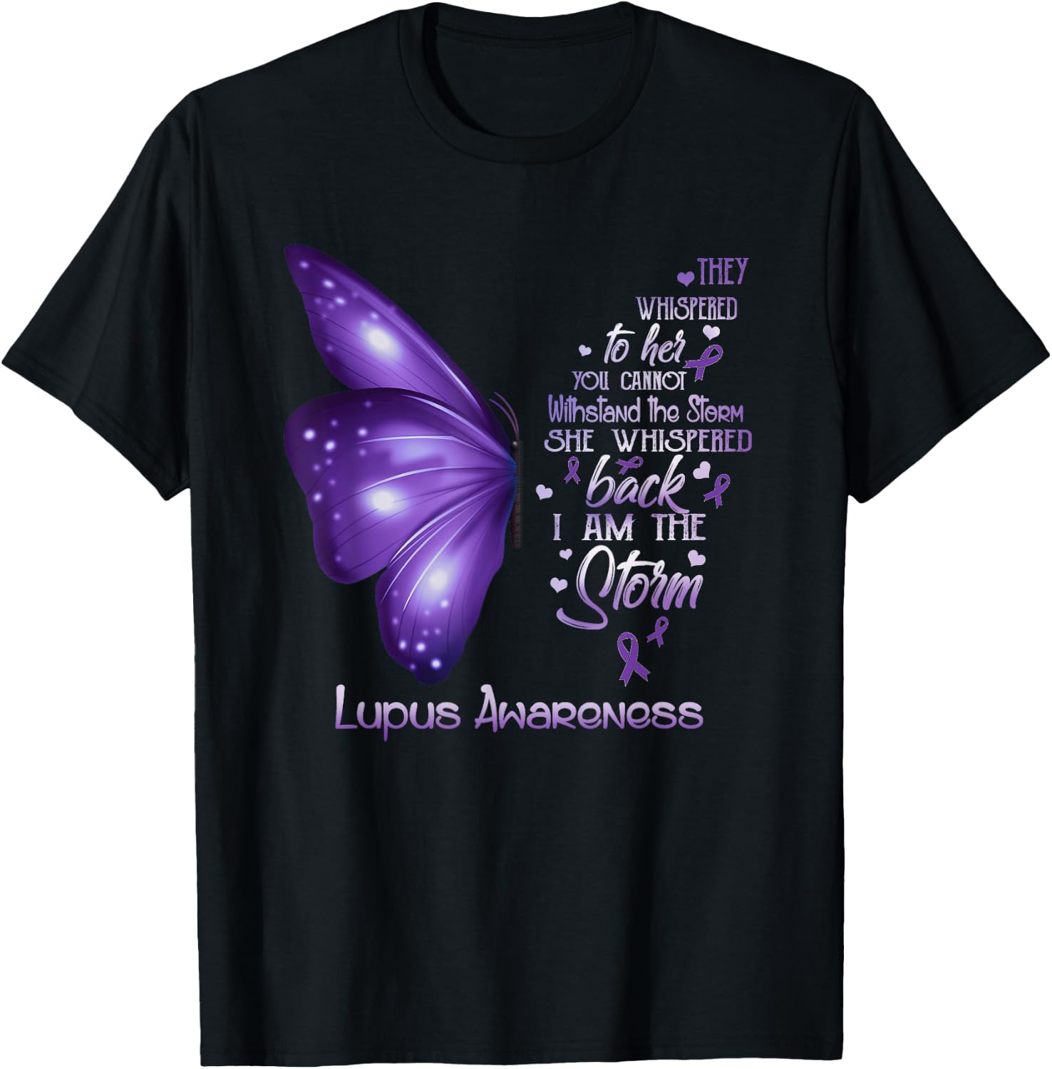I am the storm Lupus Awareness Butterfly T-Shirt - T-Shirt | Black