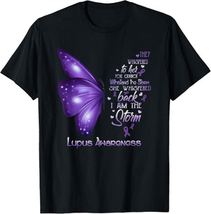 I am the storm Lupus Awareness Butterfly T-Shirt - T-Shirt | Black