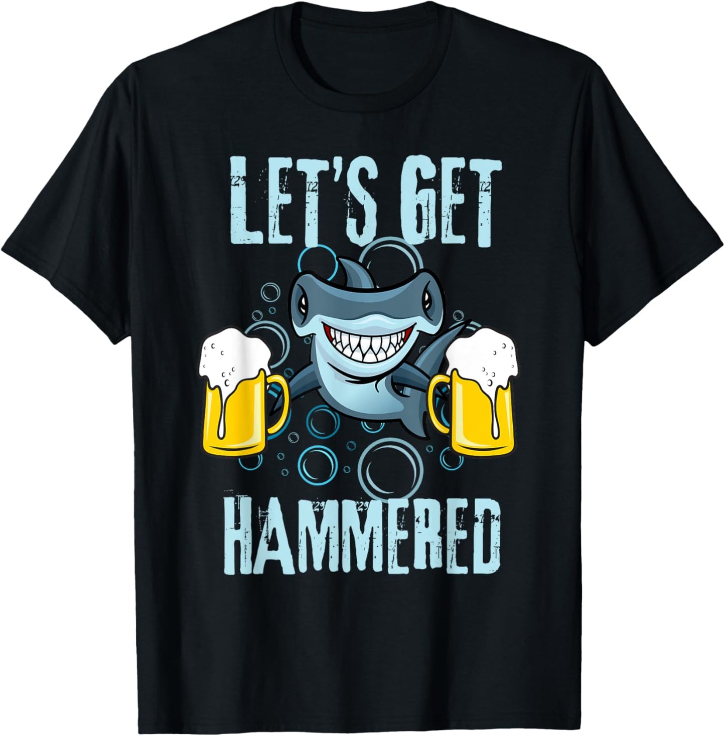 Let’s Get Hammered All Week Funny Hammerhead Shark Pun Party T-Shirt - T-Shirt | Black