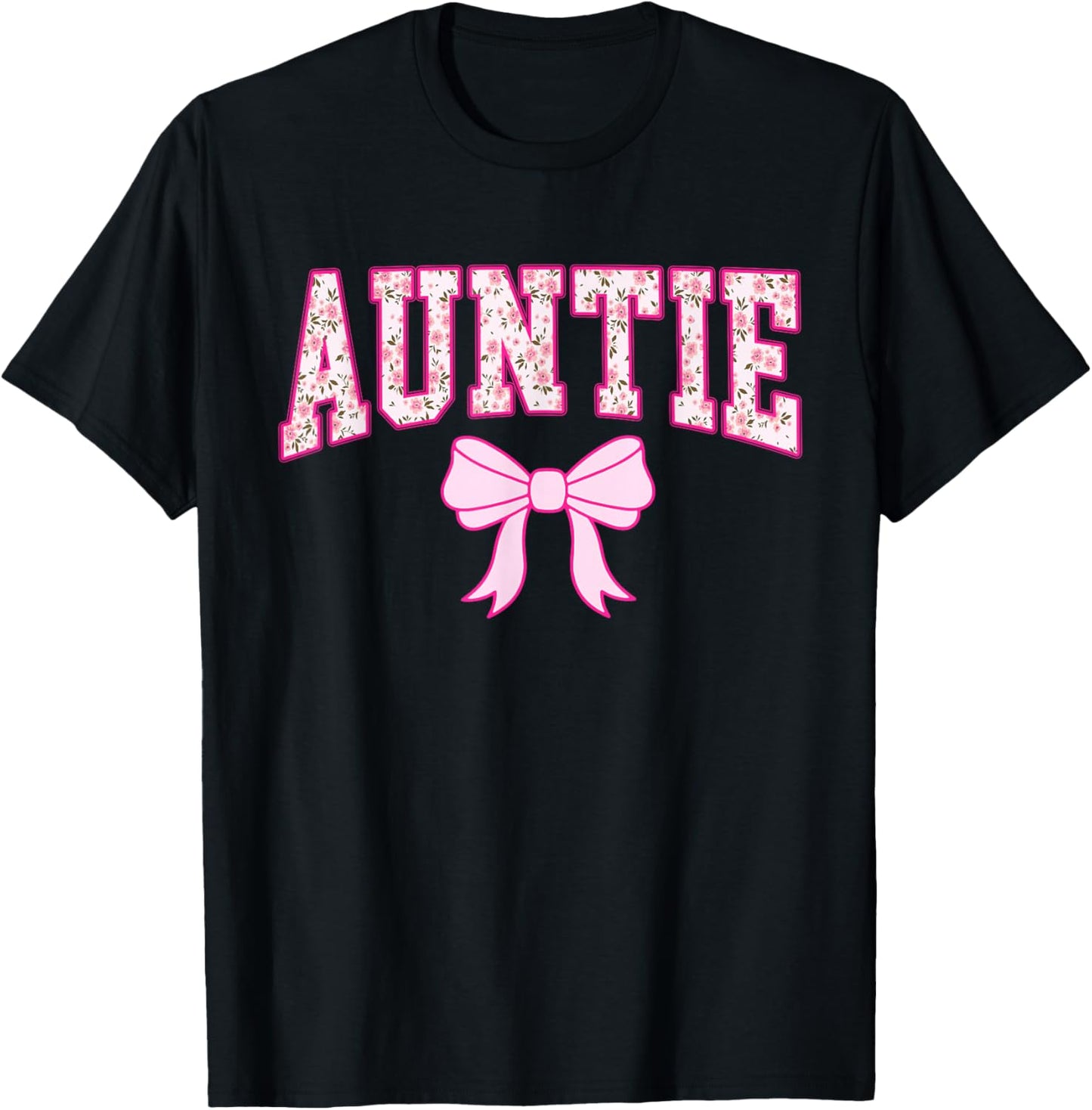 Auntie Coquette Bow Retro Pink Aesthetic Mother's Day Aunt T-Shirt - T-Shirt | Black