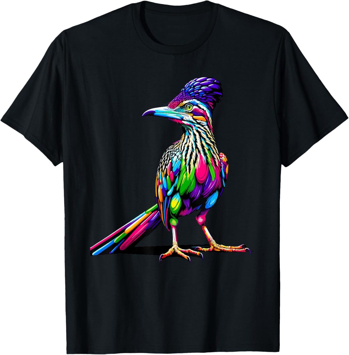 Colorful Pop Art Roadrunner Chaparral Bird T-Shirt - T-Shirt | Black
