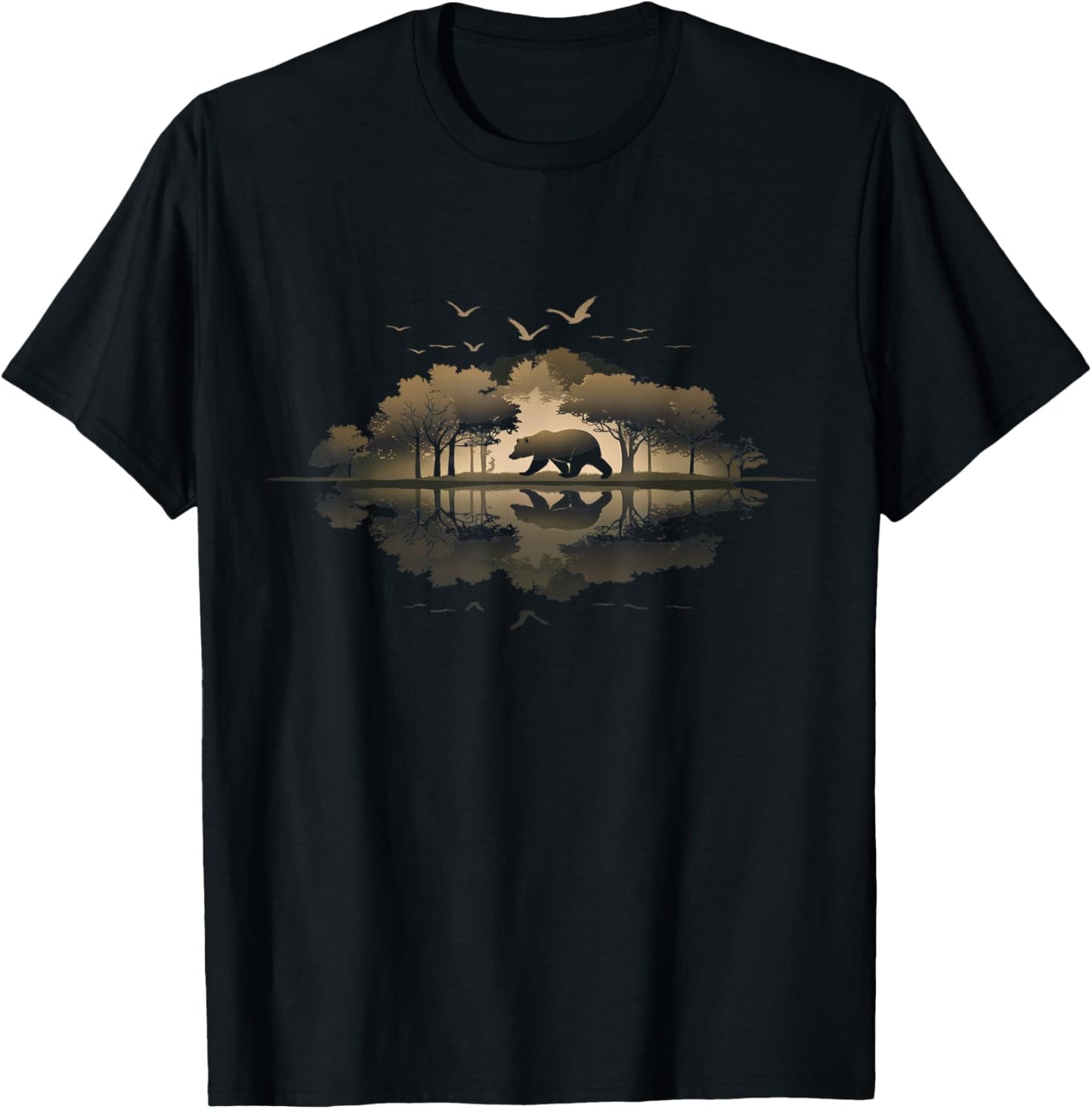Bear Wildlife Trees Outdoors Nature Retro Forest Graphic Men T-Shirt - T-Shirt | Black