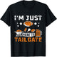 Football Fan Tailgate Party Sports Apparel I'm Just Here to Tailgate - Black, Small, -Adults, Short Sleeve, Classic Fit, Cotton 60% Polyester 40% T-Shirt - T-Shirt | Black