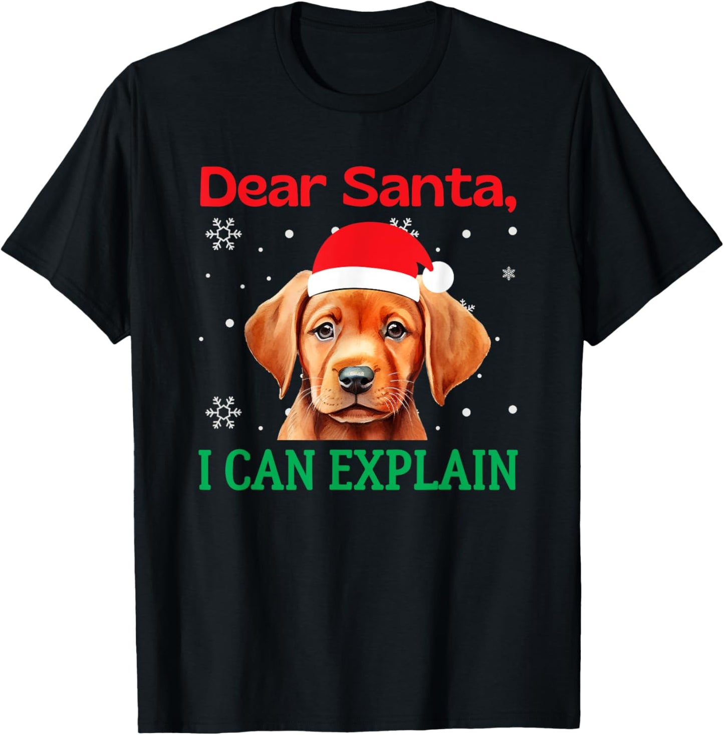 Fox Red Lab Christmas Santa Labrador Retriever T-Shirt - T-Shirt | Black