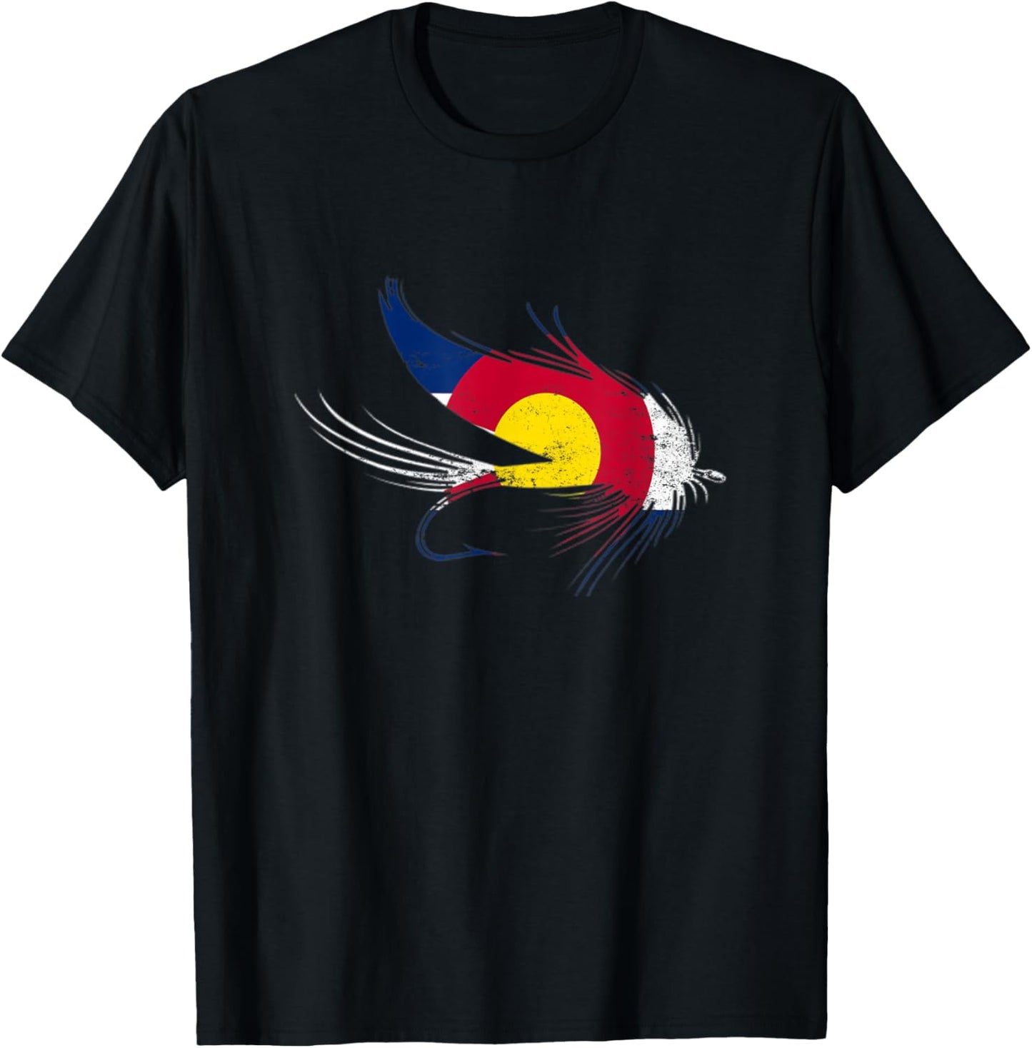 Colorado Fly Fishing Flag Hook, Gift Fly Fishing Lovers T-Shirt - T-Shirt | Black