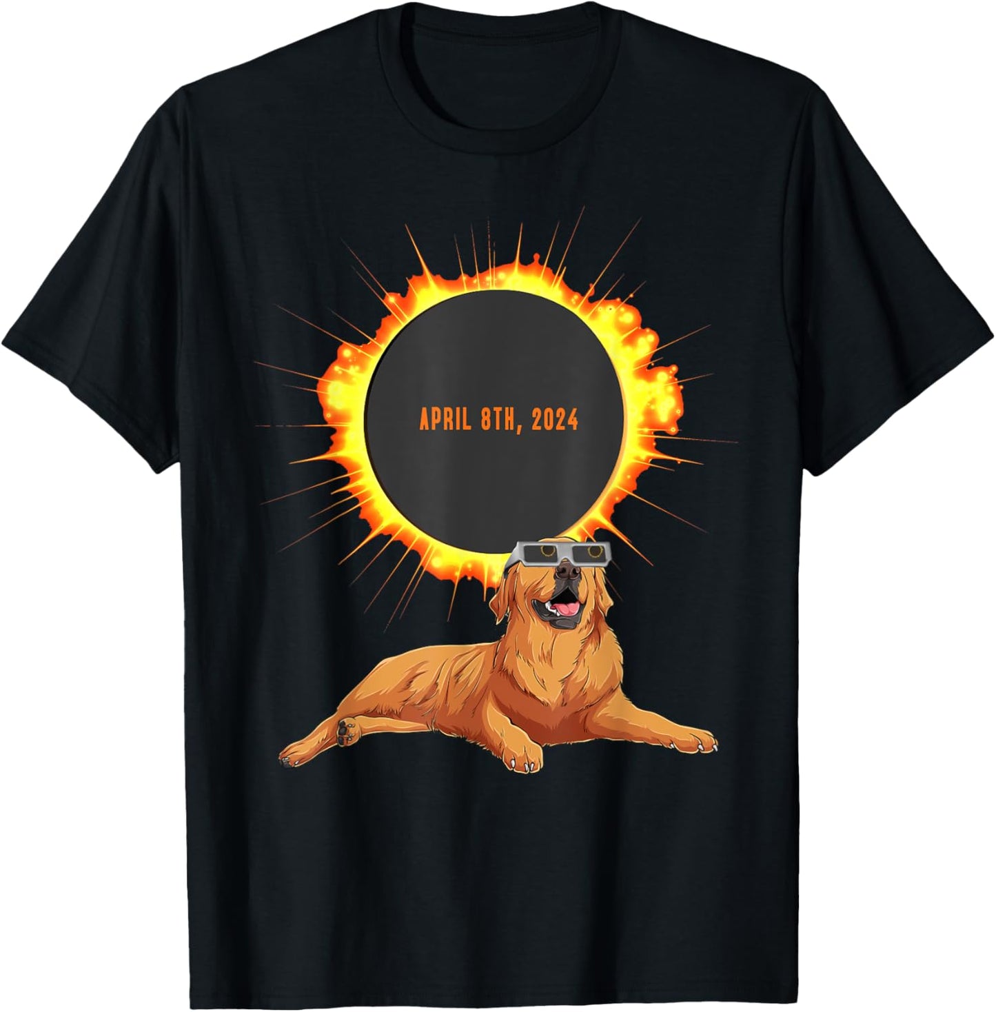 Total Solar Eclipse 2024 Dog Idea & Solar Eclipse T-Shirt - T-Shirt | Black