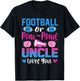 Football Or Pom Poms Uncle Loves You Gender Reveal Party T-Shirt - T-Shirt | Black