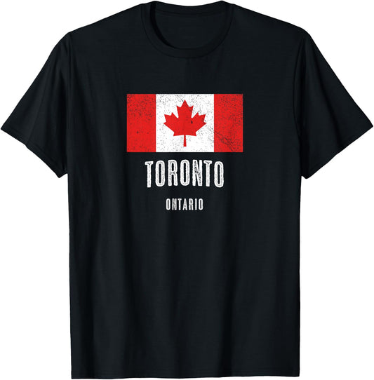 City of Toronto - Canada | Canadian Flag Souvenir T-Shirt - T-Shirt | Black