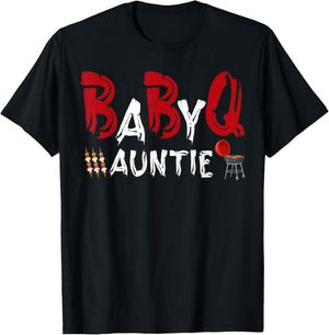 Auntie Baby BBQ Shower Themed Family Matching Barbecue T-Shirt - T-Shirt | Black