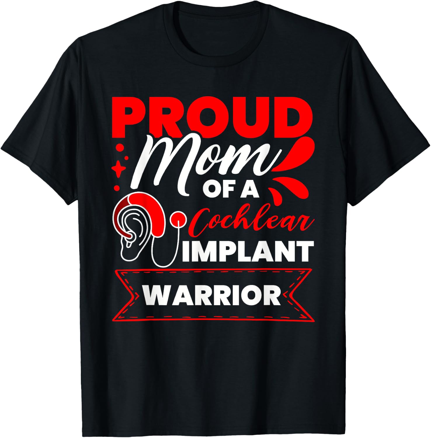 Cochlear Implant Support Proud Mom Hearing Loss Awareness T-Shirt - T-Shirt | Black