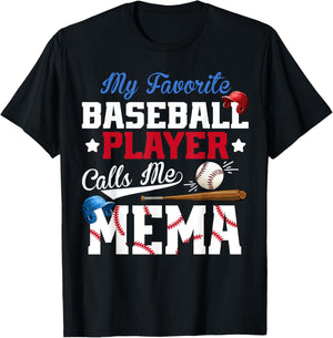 Vintage My Favorite Baseball Player Calls Me Mema T-Shirt - T-Shirt | Black