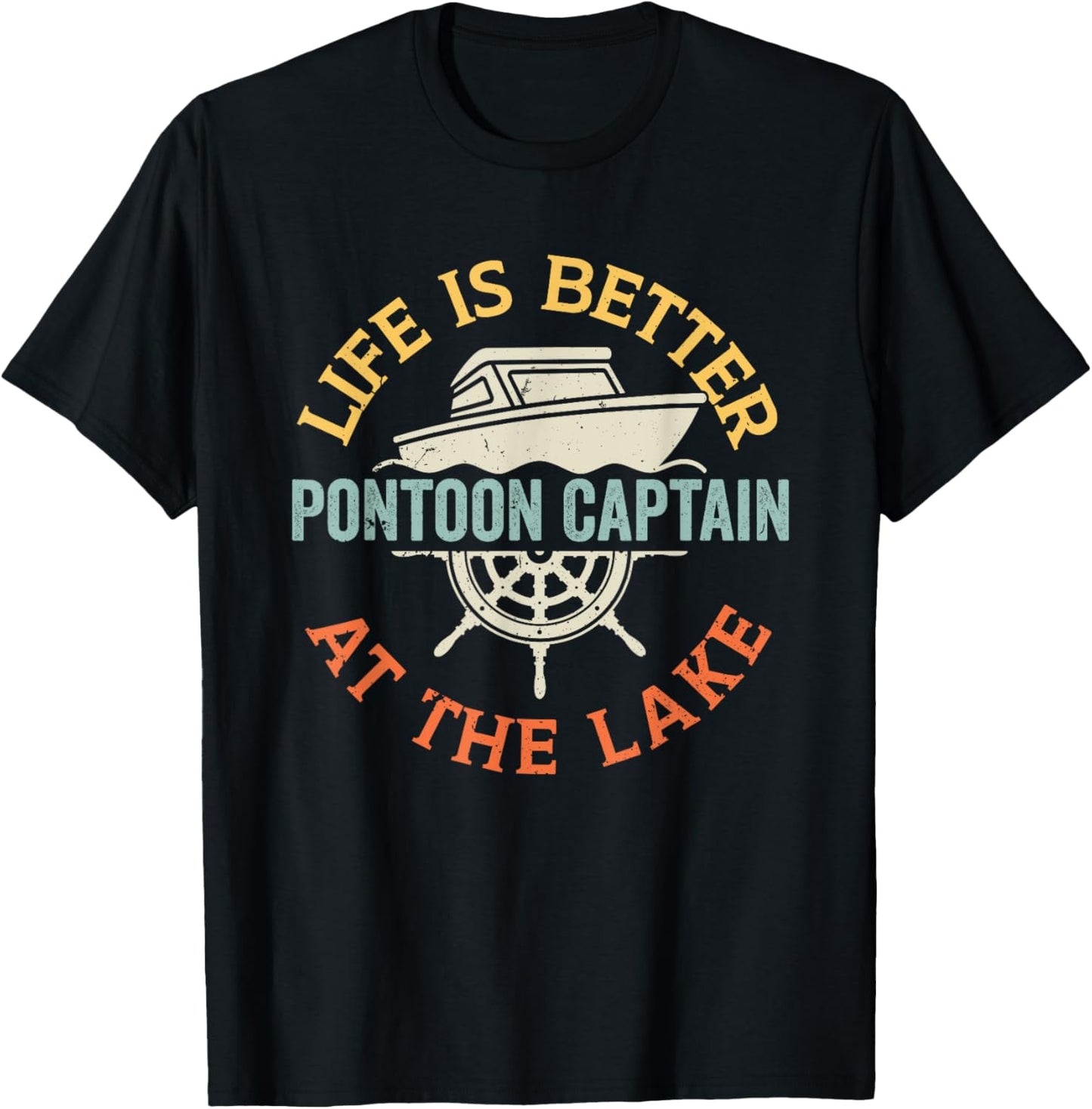 Boating Lake Pontoon Boat Captain T-Shirt - T-Shirt | Black