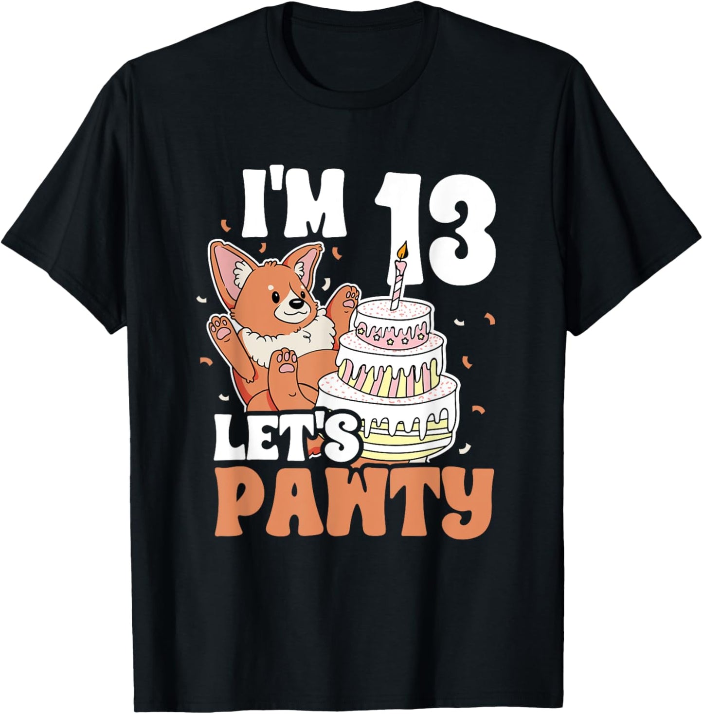 I'm 13 bday Dog party Kids 13th Birthday Corgi Dog T-Shirt - T-Shirt | Black
