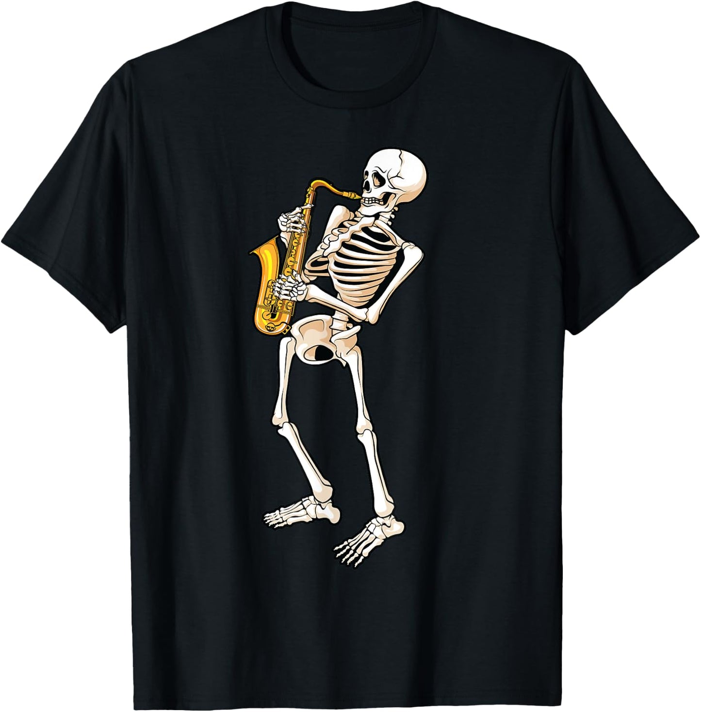 Funny Skeleton Saxophone Gift | Cute Halloween Costume Kids T-Shirt - T-Shirt | Black