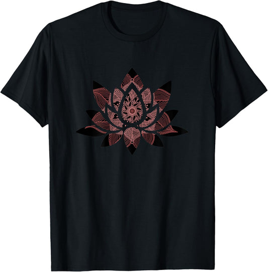 Mandala Lotus Mud Flower Graphic DesignTee T-Shirt - T-Shirt | Black