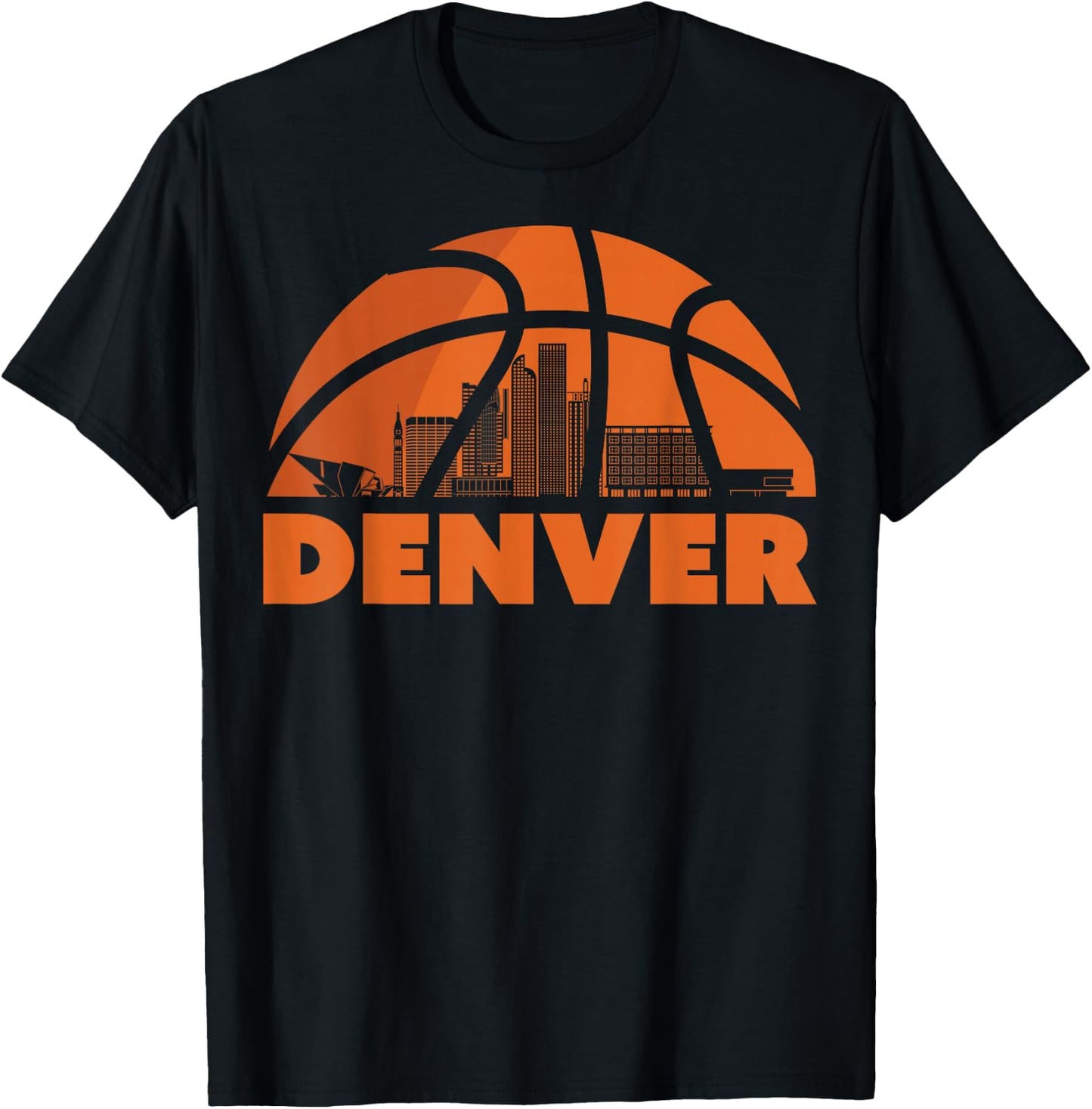 Denver City Skyline Basketball T-Shirt - T-Shirt | Black